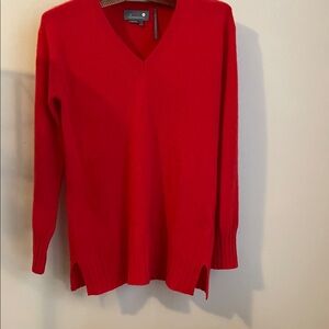 Anthropologie Bold Red V-Neck Sweater